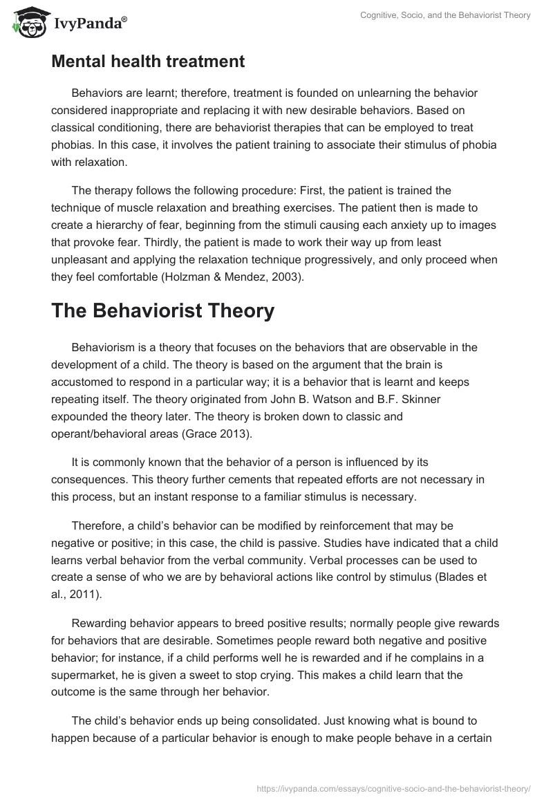 Cognitive, Socio, and the Behaviorist Theory. Page 5