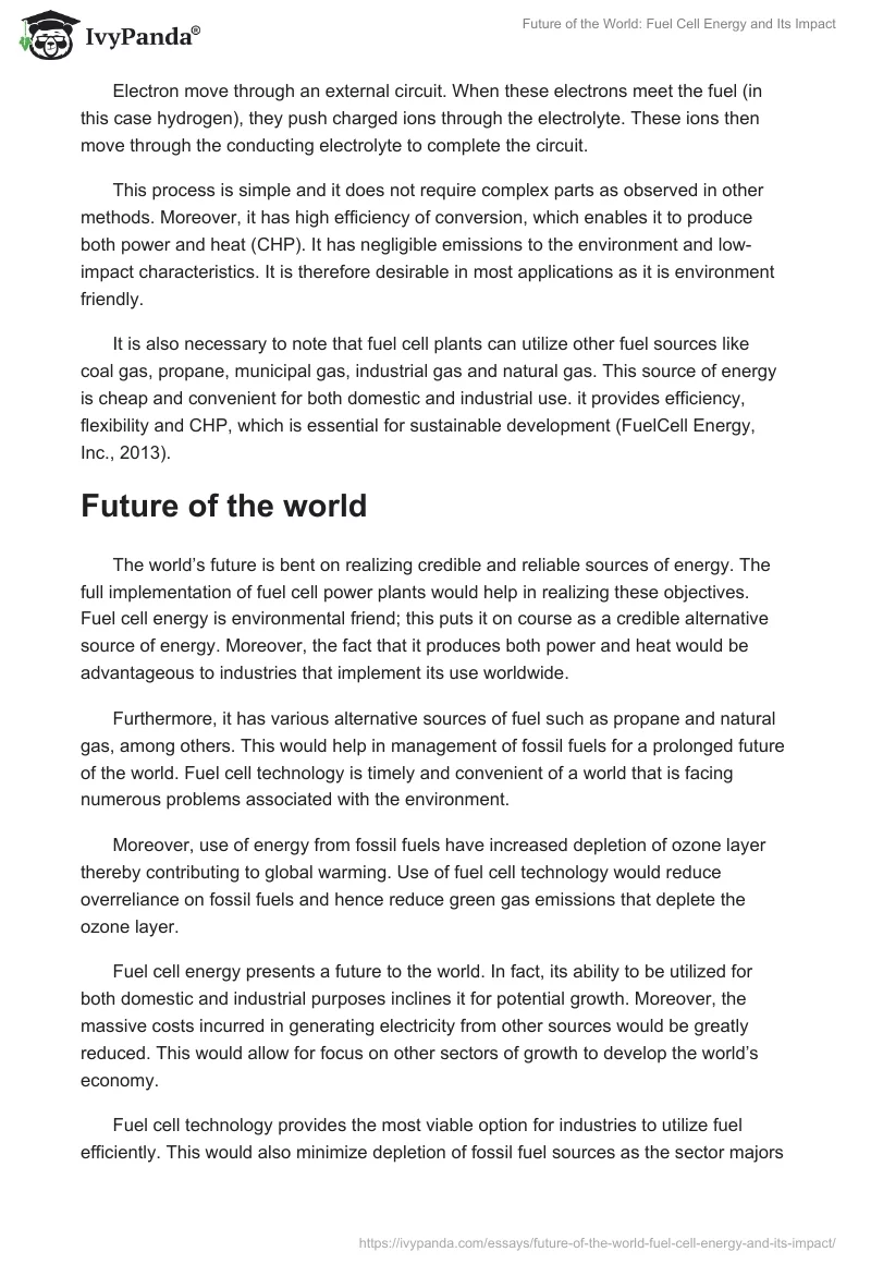 Future of the World: Fuel Cell Energy and Its Impact. Page 2