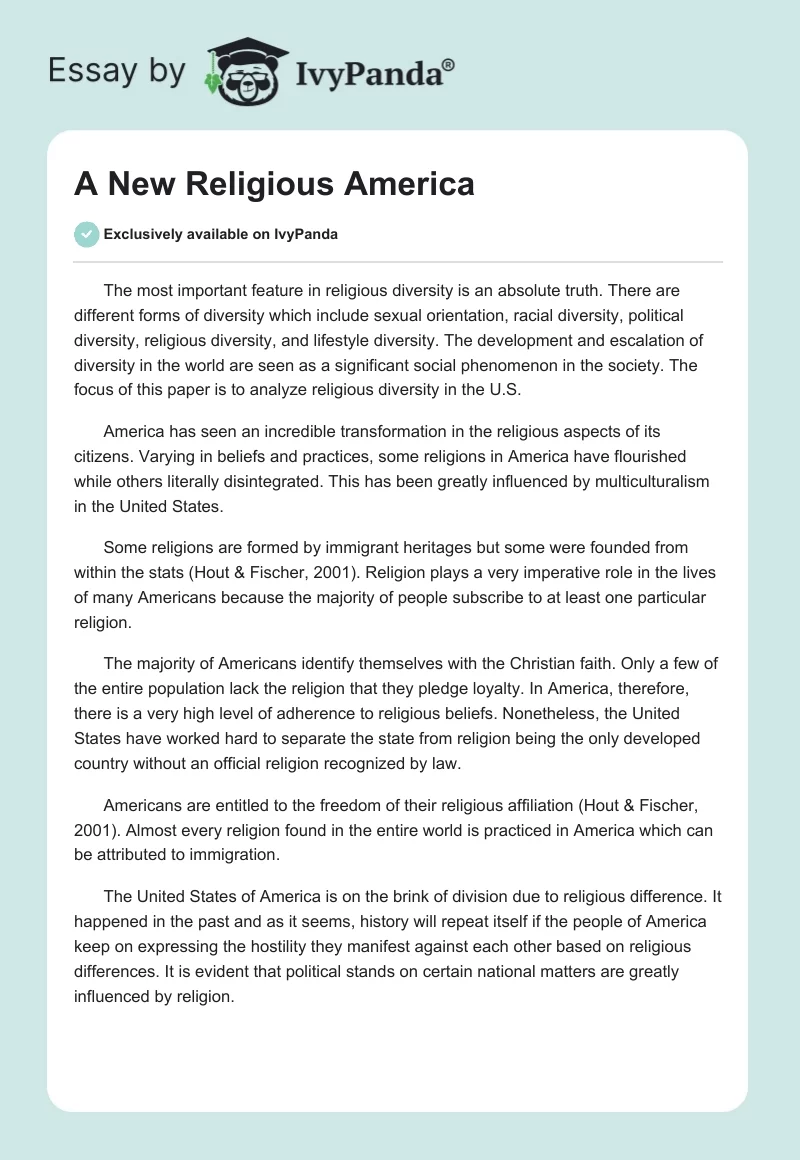 A New Religious America. Page 1