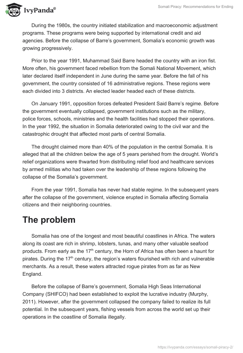 Somali Piracy: Recommendations for Ending. Page 2