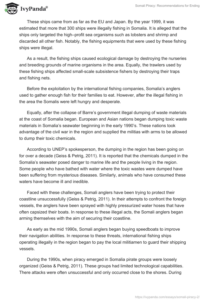 Somali Piracy: Recommendations for Ending. Page 3