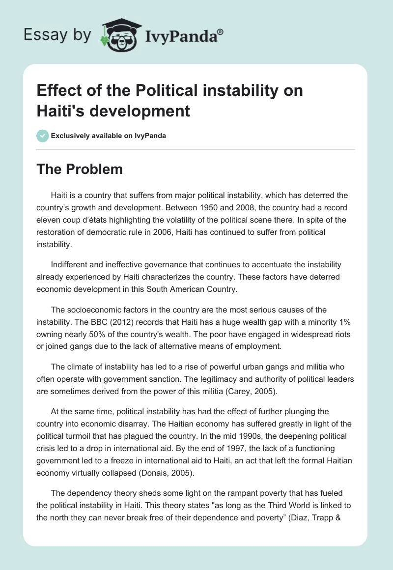 Effect of the Political instability on Haiti's development. Page 1