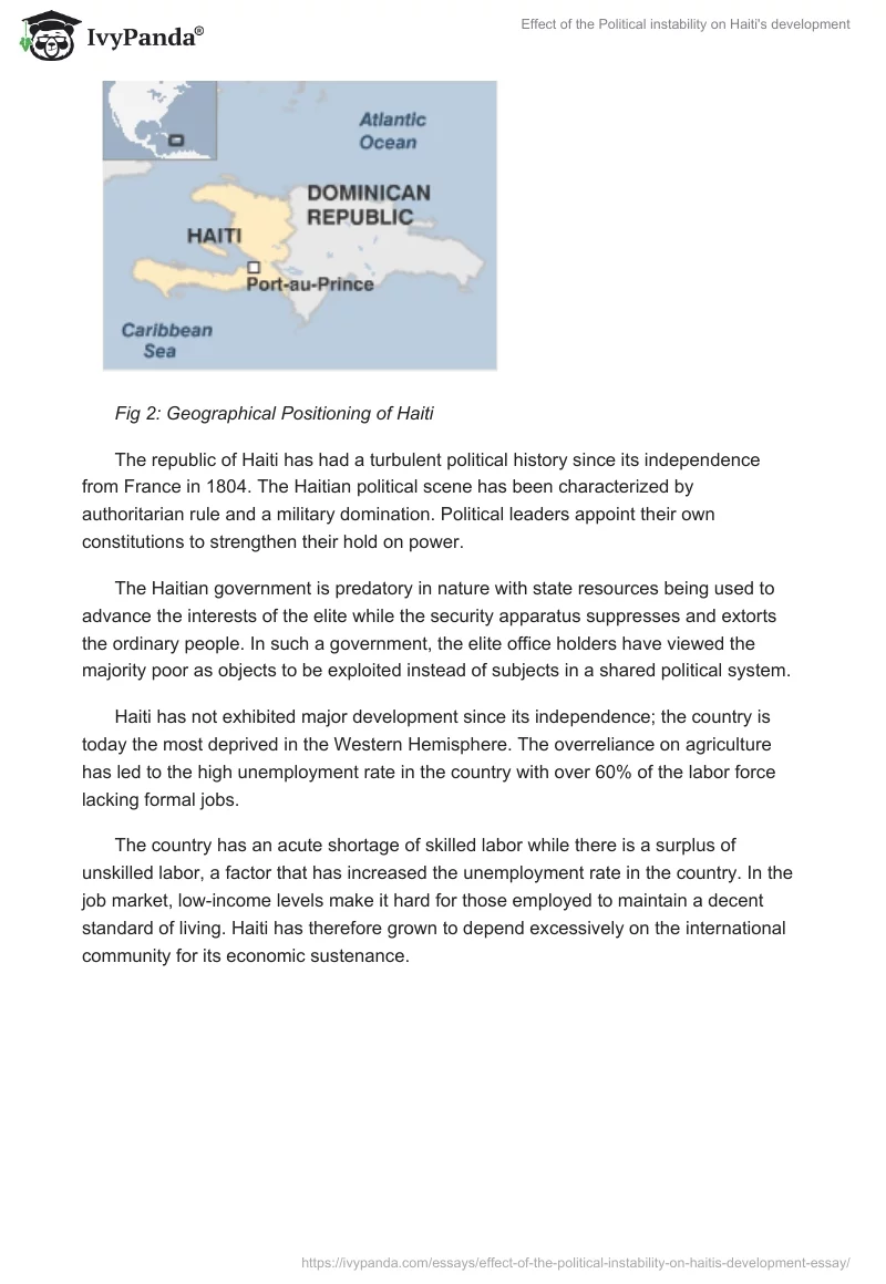 Effect of the Political instability on Haiti's development. Page 3