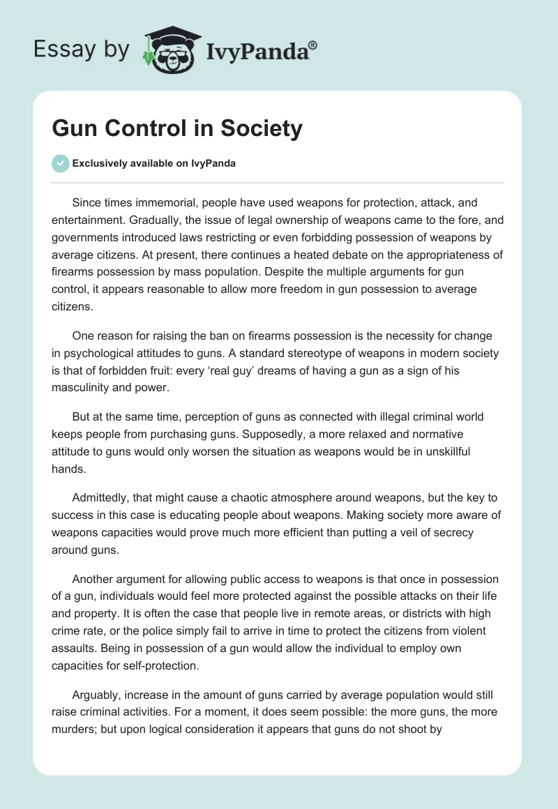 Gun Control in Society. Page 1