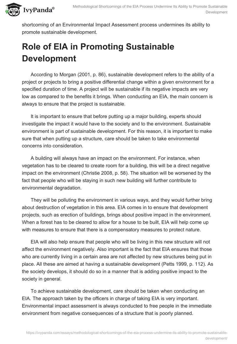 Methodological Shortcomings of the EIA Process Undermine Its Ability to Promote Sustainable Development. Page 2