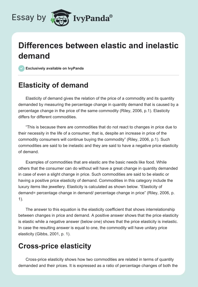 Differences between elastic and inelastic demand. Page 1