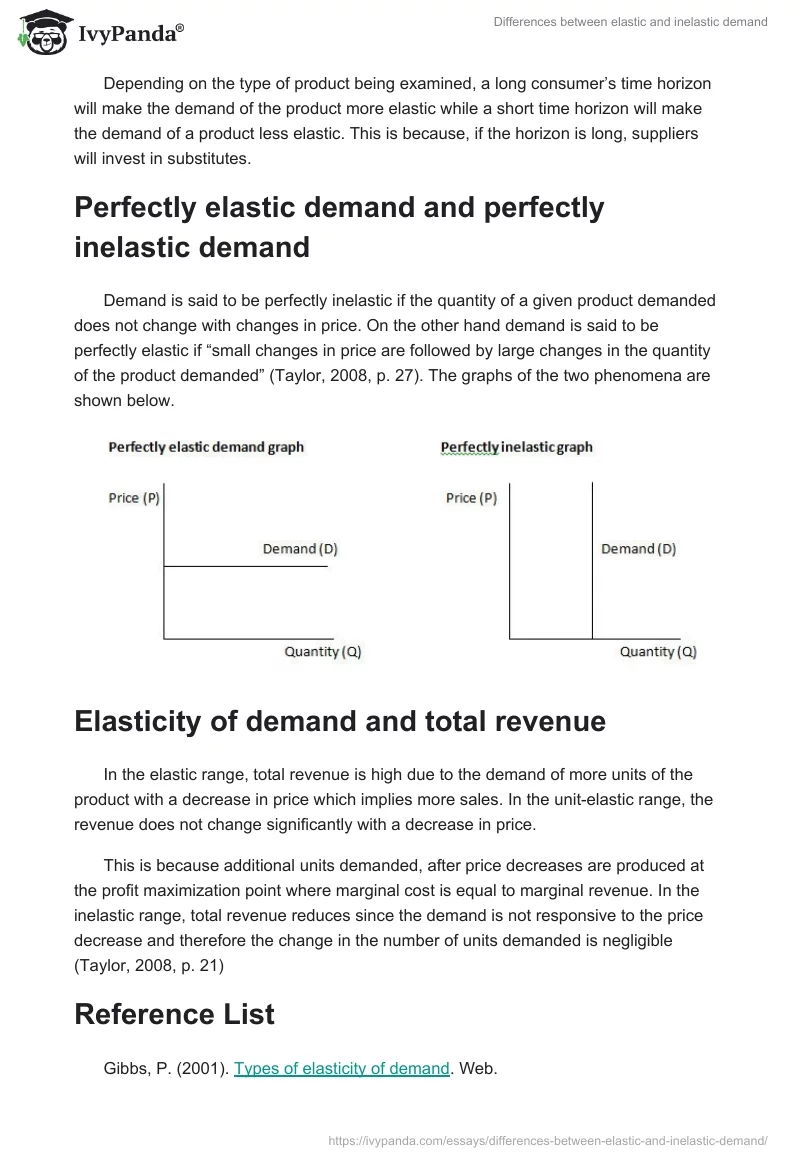 Differences between elastic and inelastic demand. Page 4