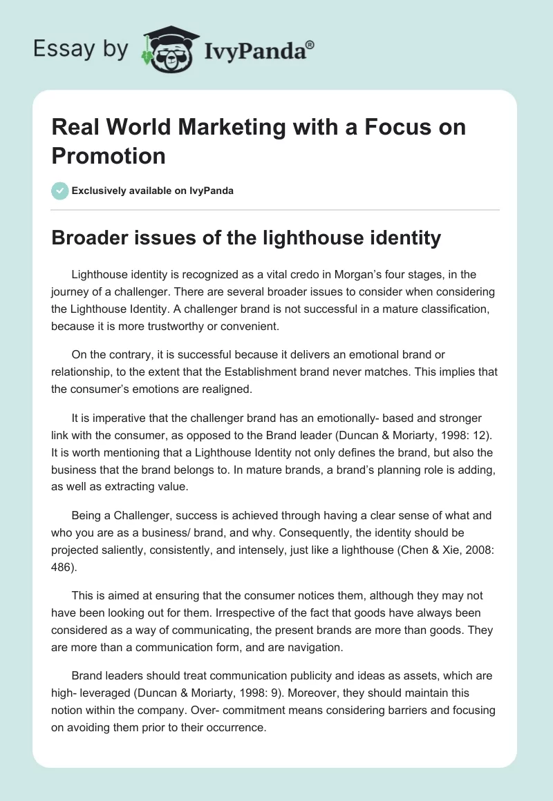 Real World Marketing with a Focus on Promotion. Page 1
