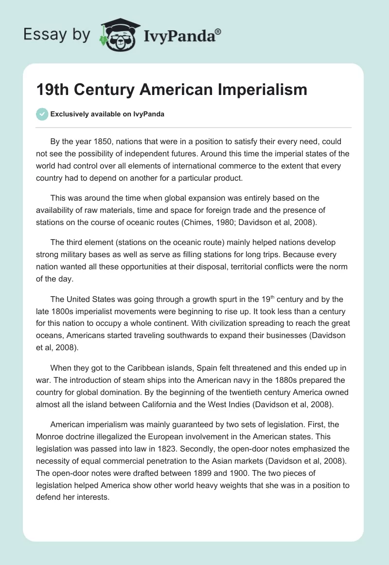 19th Century American Imperialism. Page 1