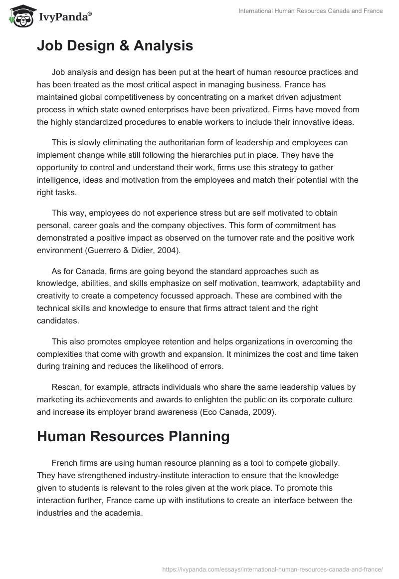 International Human Resources Canada and France. Page 2