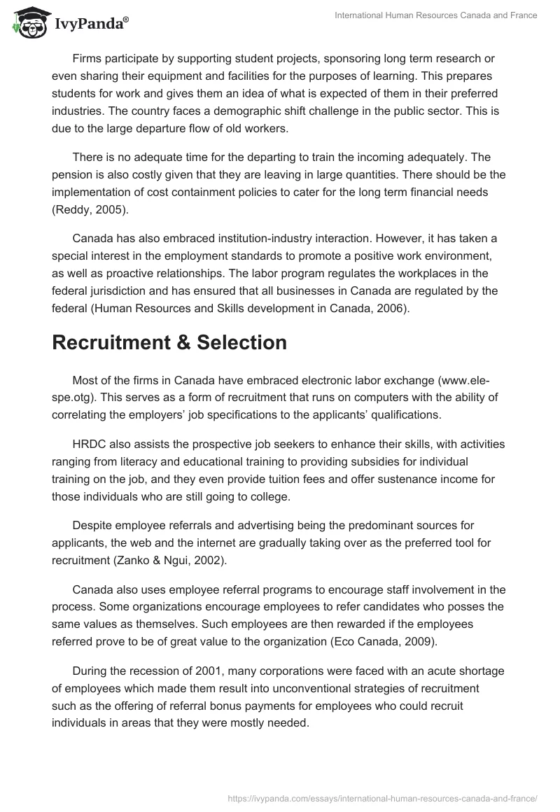 International Human Resources Canada and France. Page 3