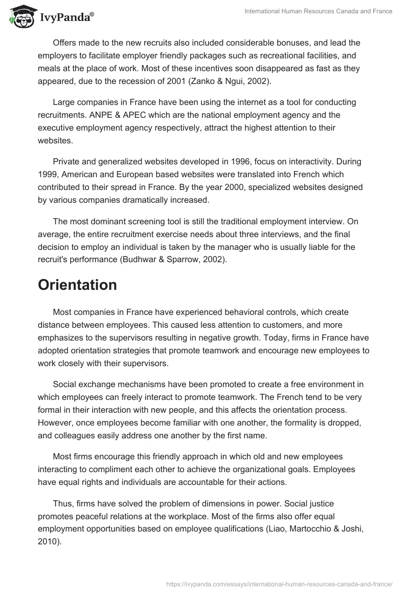 International Human Resources Canada and France. Page 4