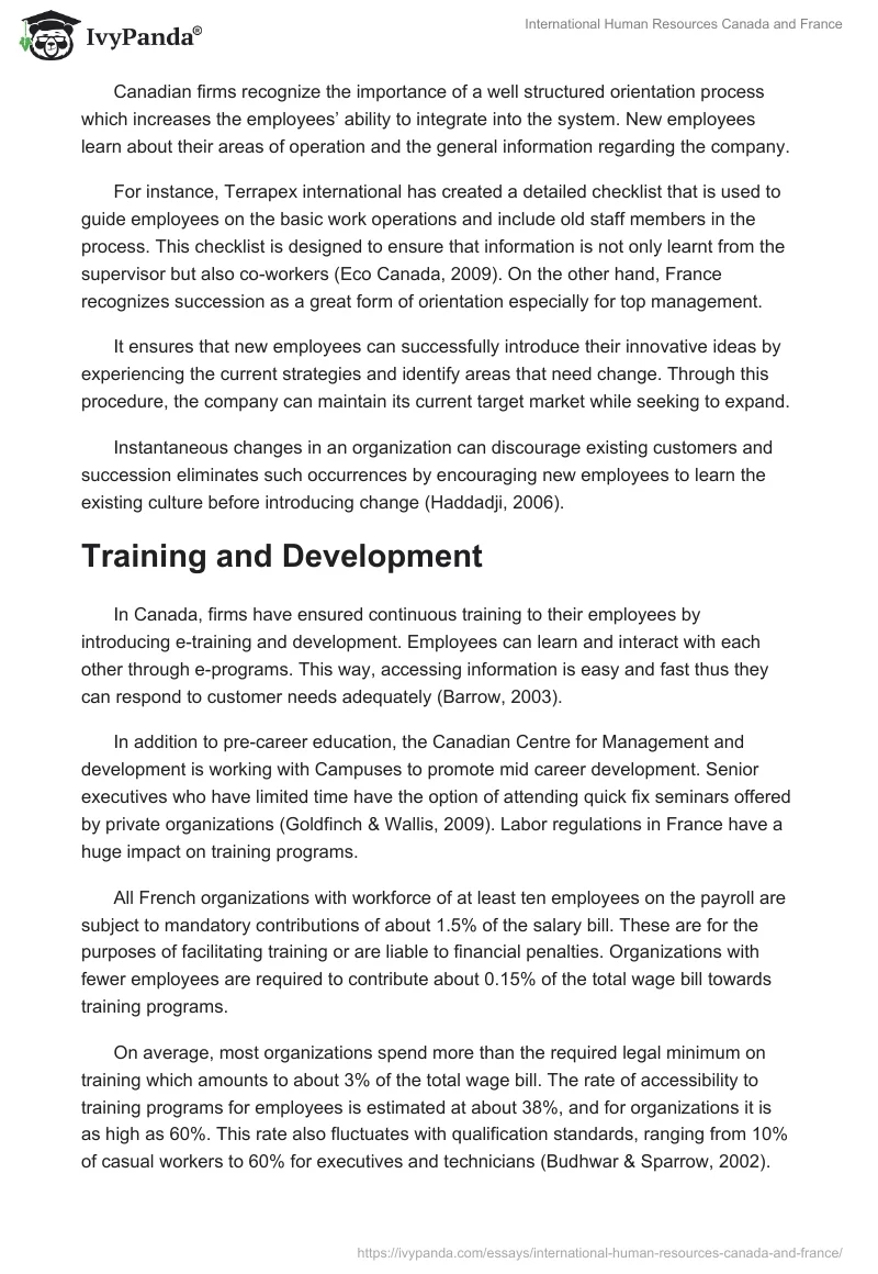 International Human Resources Canada and France. Page 5