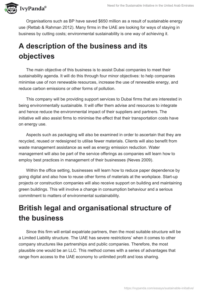 Need for the Sustainable Initiative in the United Arab Emirates. Page 2