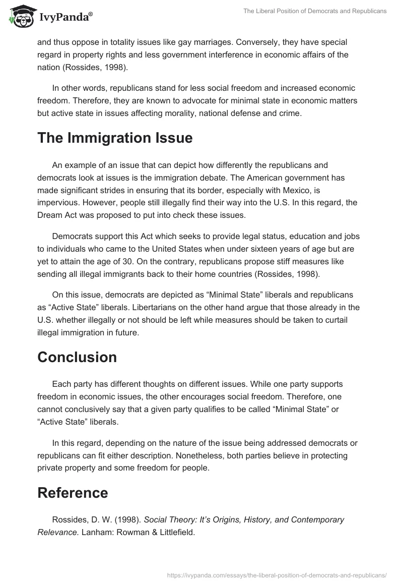 The Liberal Position of Democrats and Republicans. Page 2