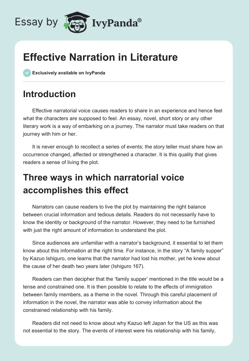 Effective Narration in Literature. Page 1