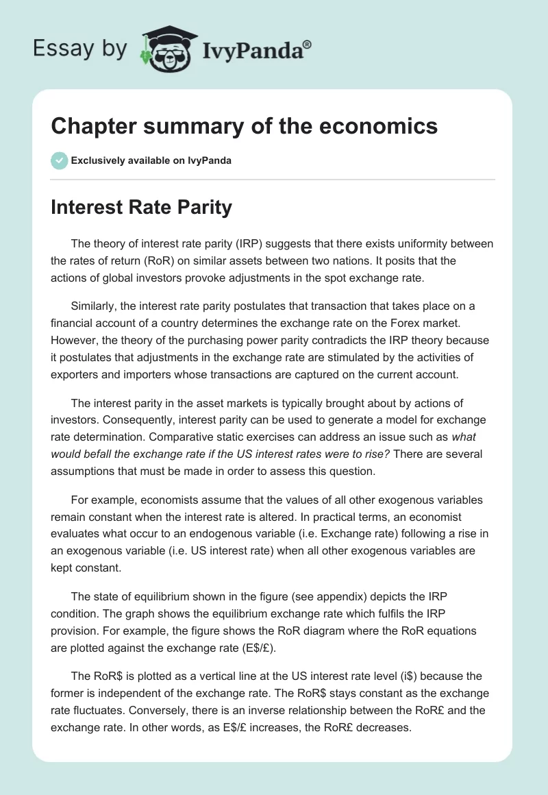 Chapter Summary of the Economics. Page 1