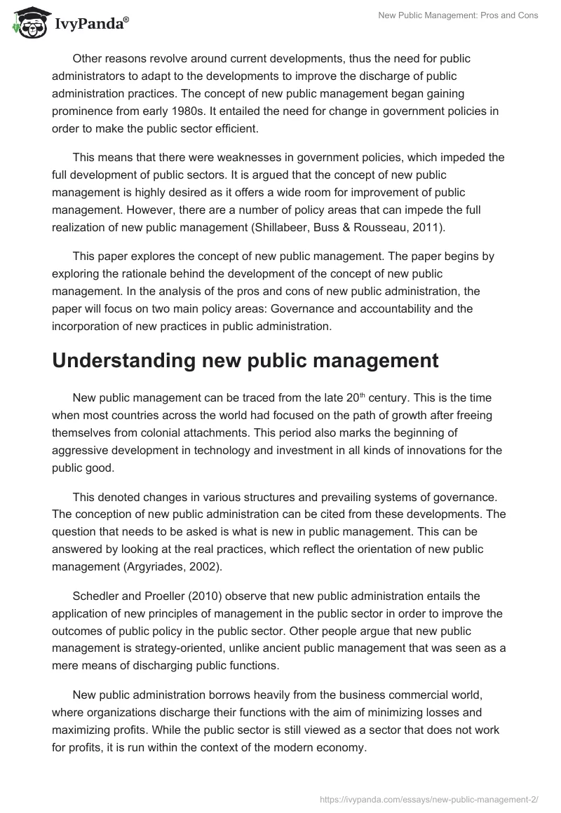 New Public Management: Pros and Cons. Page 2