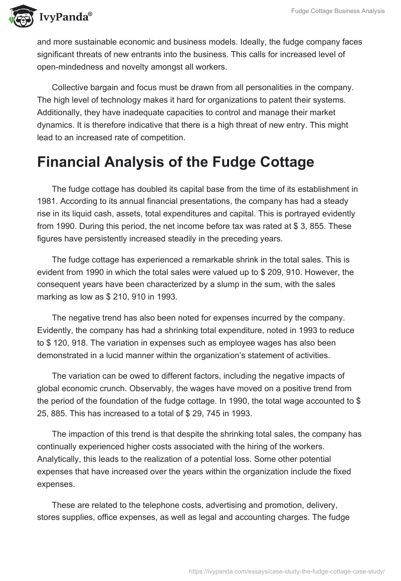 Fudge Cottage Business Analysis. Page 3