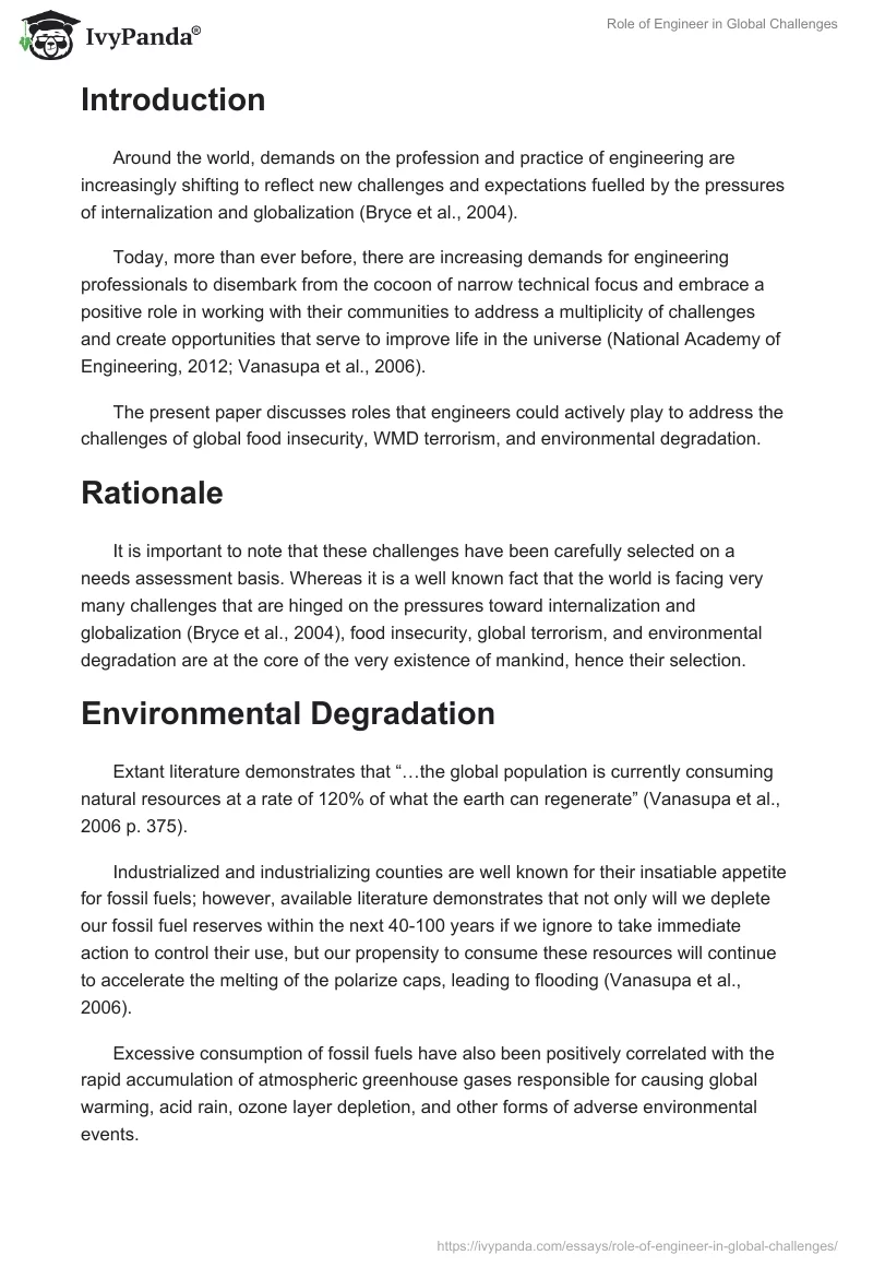 Role of Engineer in Global Challenges. Page 2
