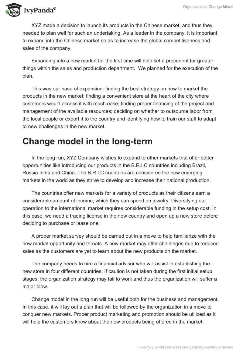 Organizational Change Model. Page 3