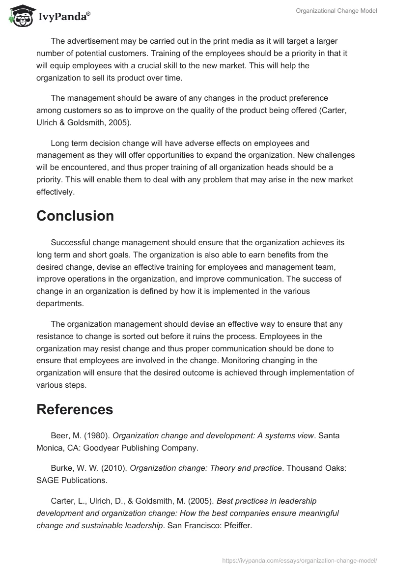 Organizational Change Model. Page 4