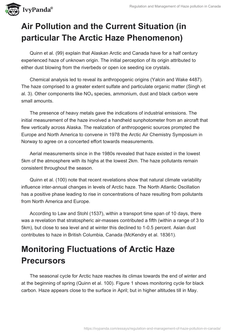 Regulation and Management of Haze Pollution in Canada. Page 3
