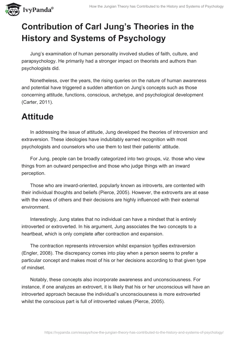 How the Jungian Theory has Contributed to the History and Systems of Psychology. Page 2