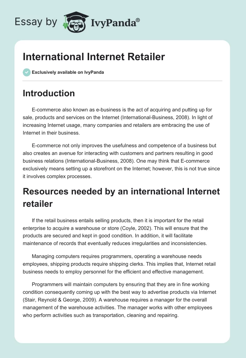 International Internet Retailer. Page 1