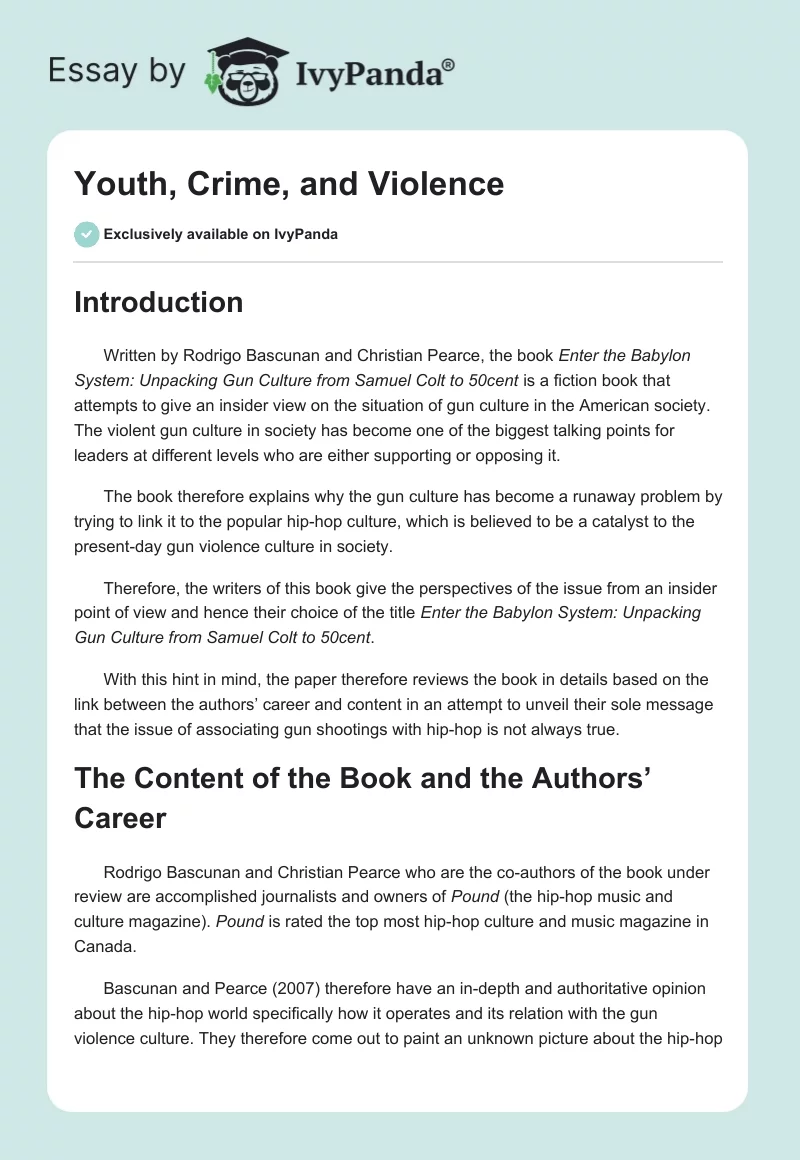 Youth, Crime, and Violence. Page 1