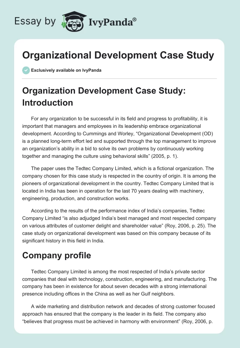 Organizational Development Case Study. Page 1