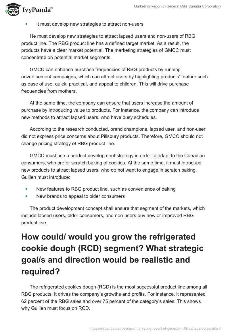 Marketing Report of General Mills Canada Corporation. Page 3