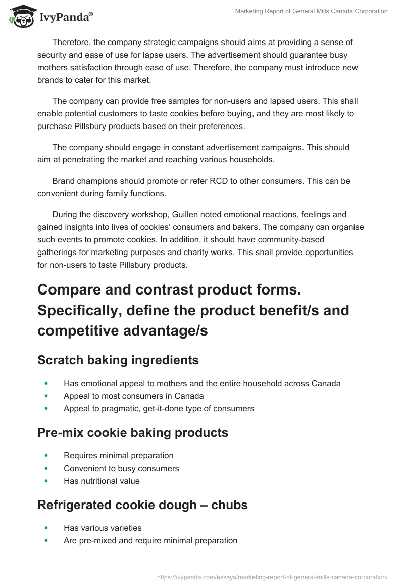 Marketing Report of General Mills Canada Corporation. Page 5