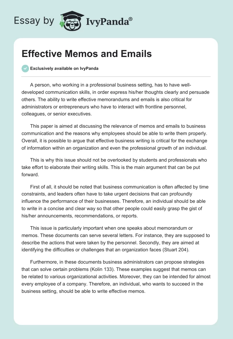 Effective Memos and Emails. Page 1
