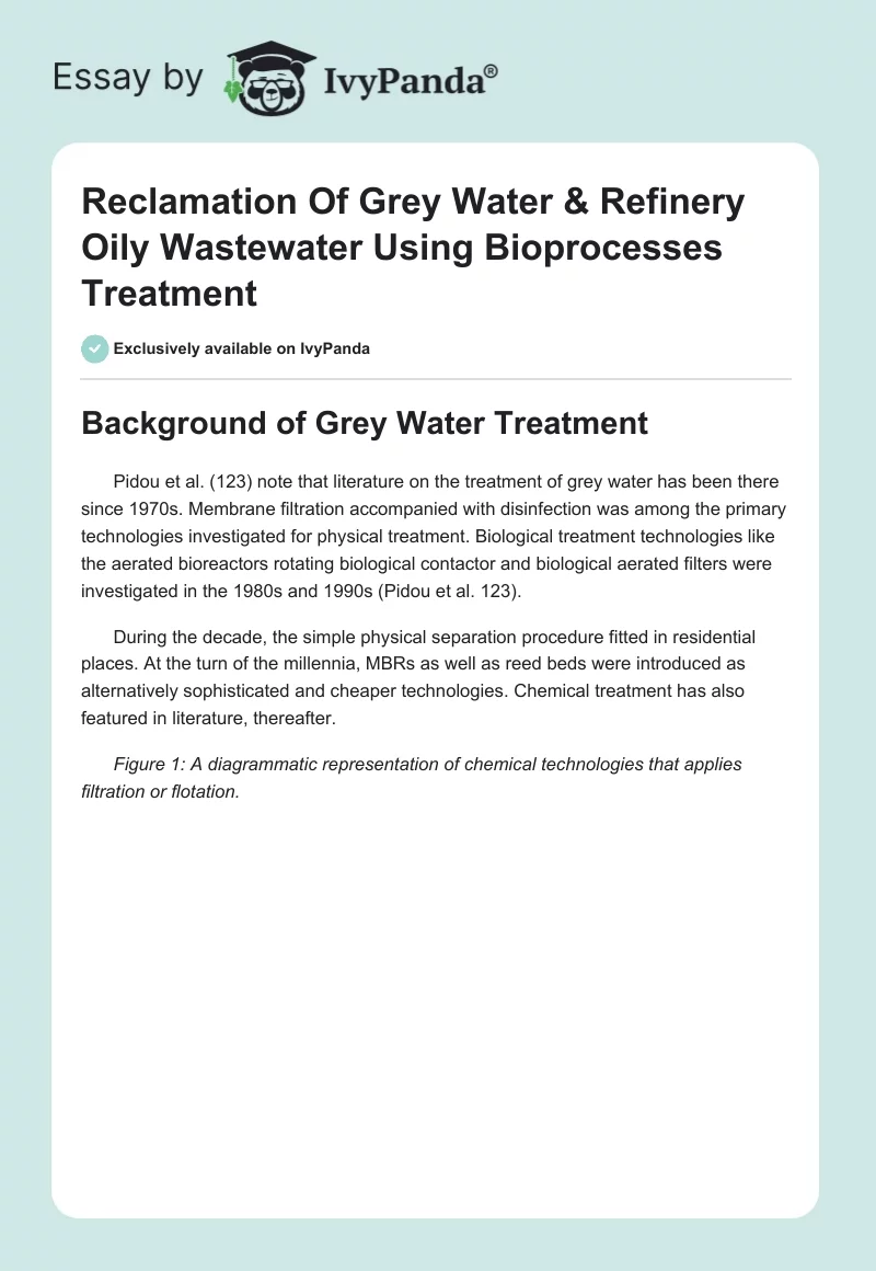 Reclamation of Grey Water & Refinery Oily Wastewater Using Bioprocesses Treatment. Page 1