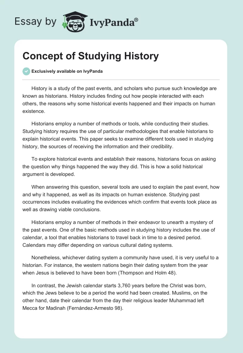 Concept of Studying History. Page 1