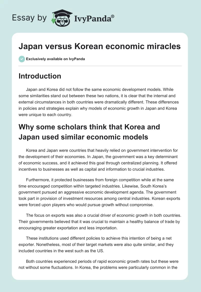 Japan versus Korean economic miracles. Page 1