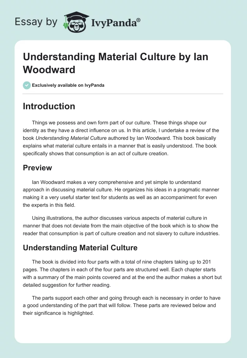 Understanding Material Culture by Ian Woodward. Page 1