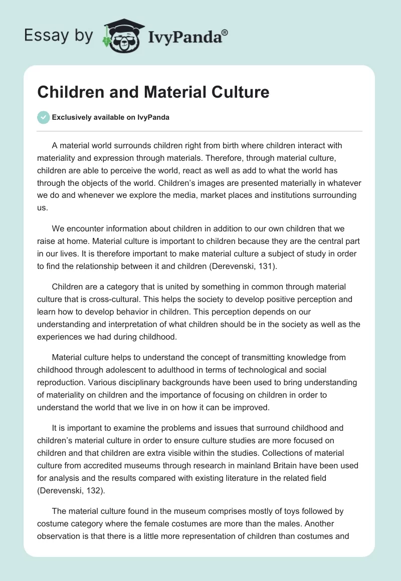 Children and Material Culture. Page 1
