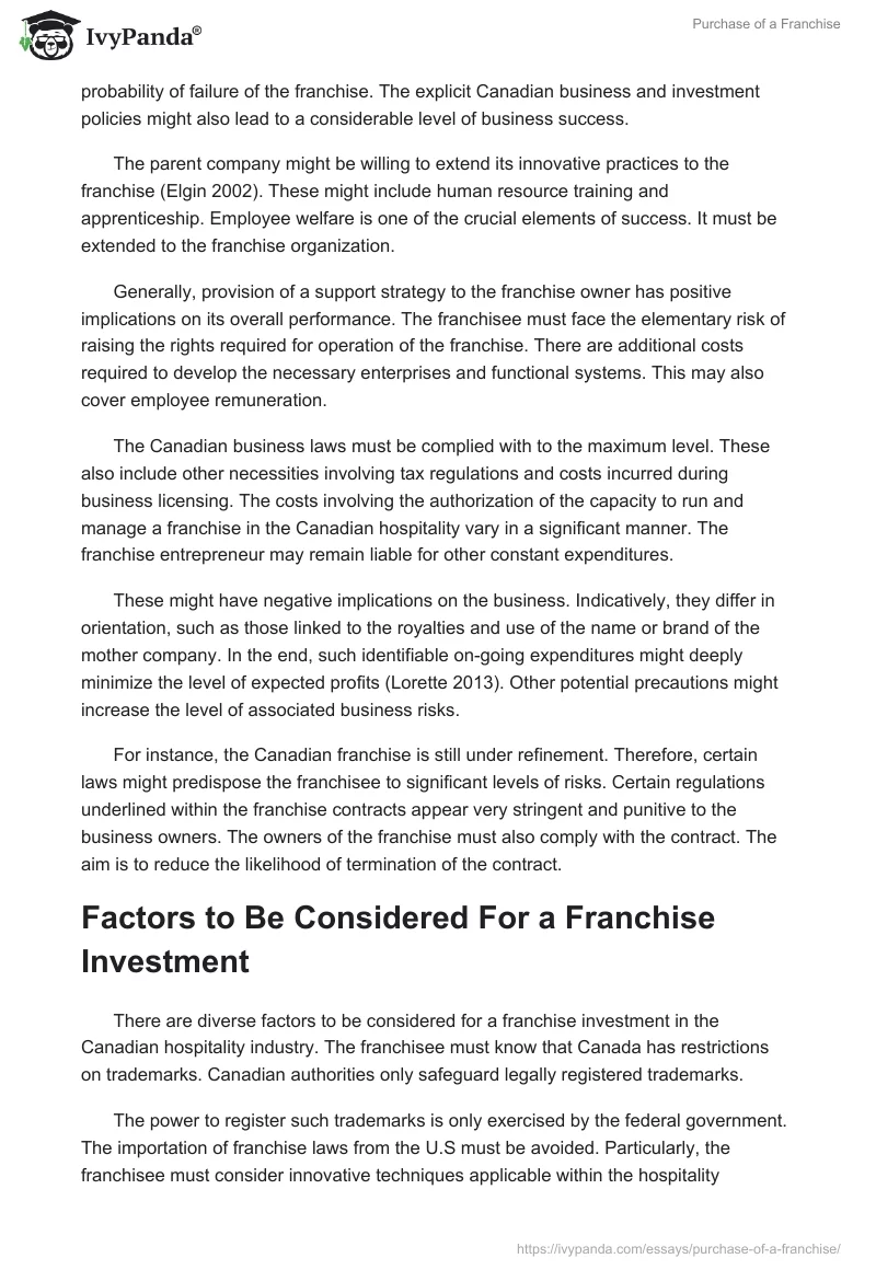Purchase of a Franchise. Page 3