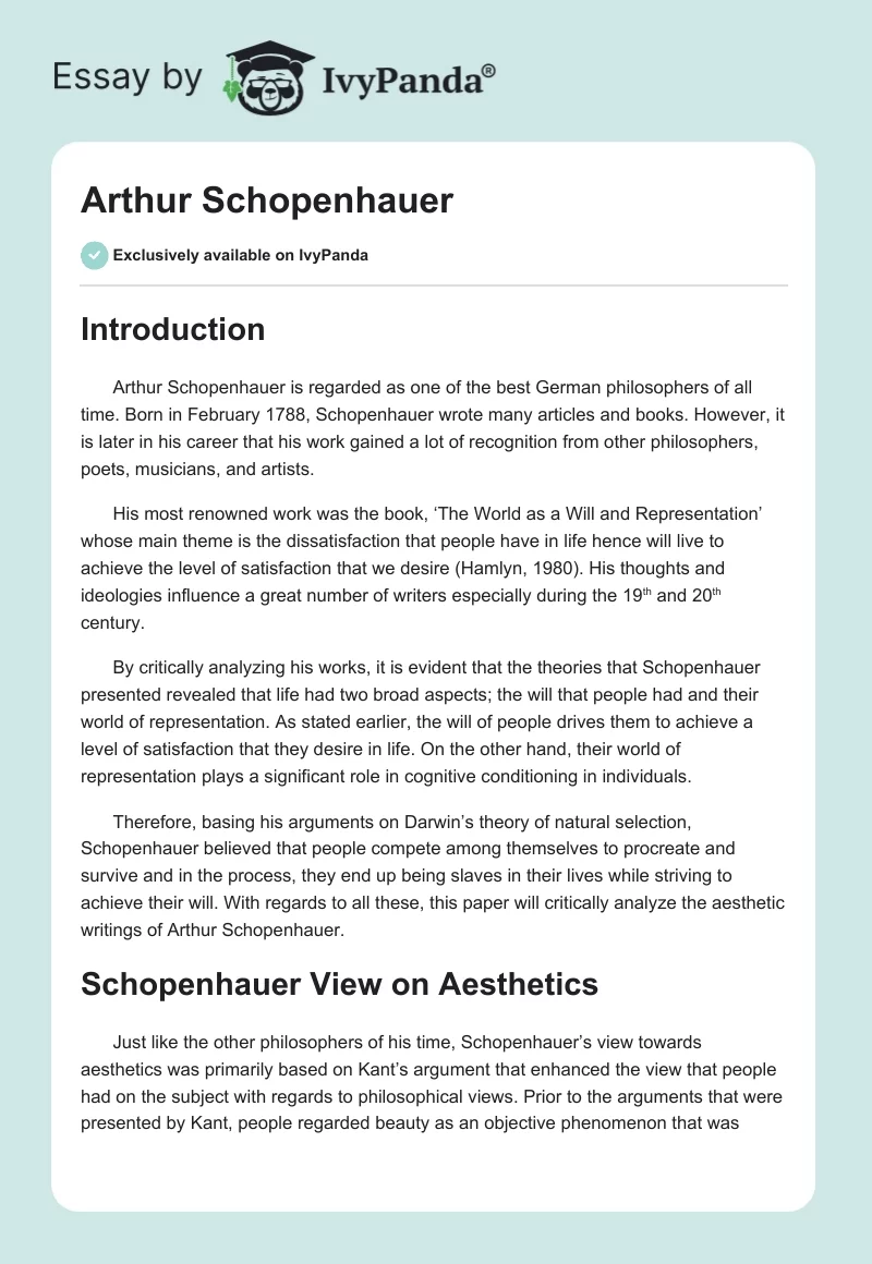 Arthur Schopenhauer. Page 1