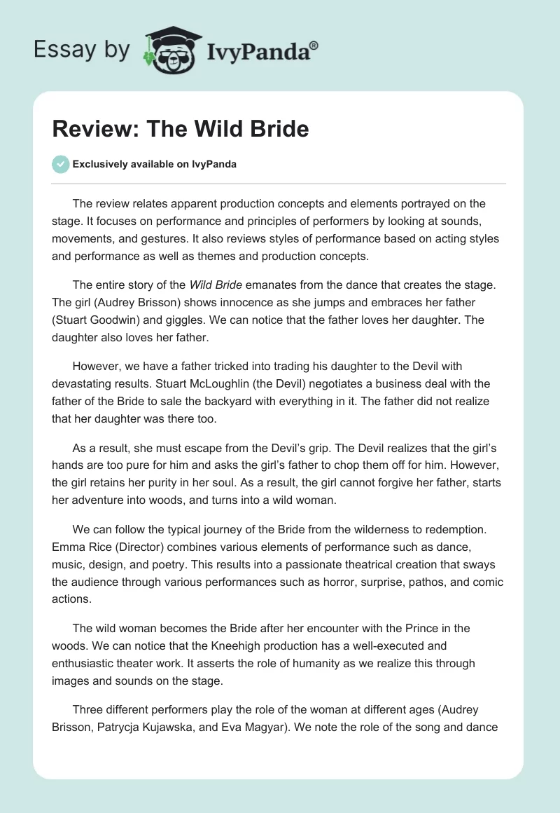 Review: The Wild Bride. Page 1