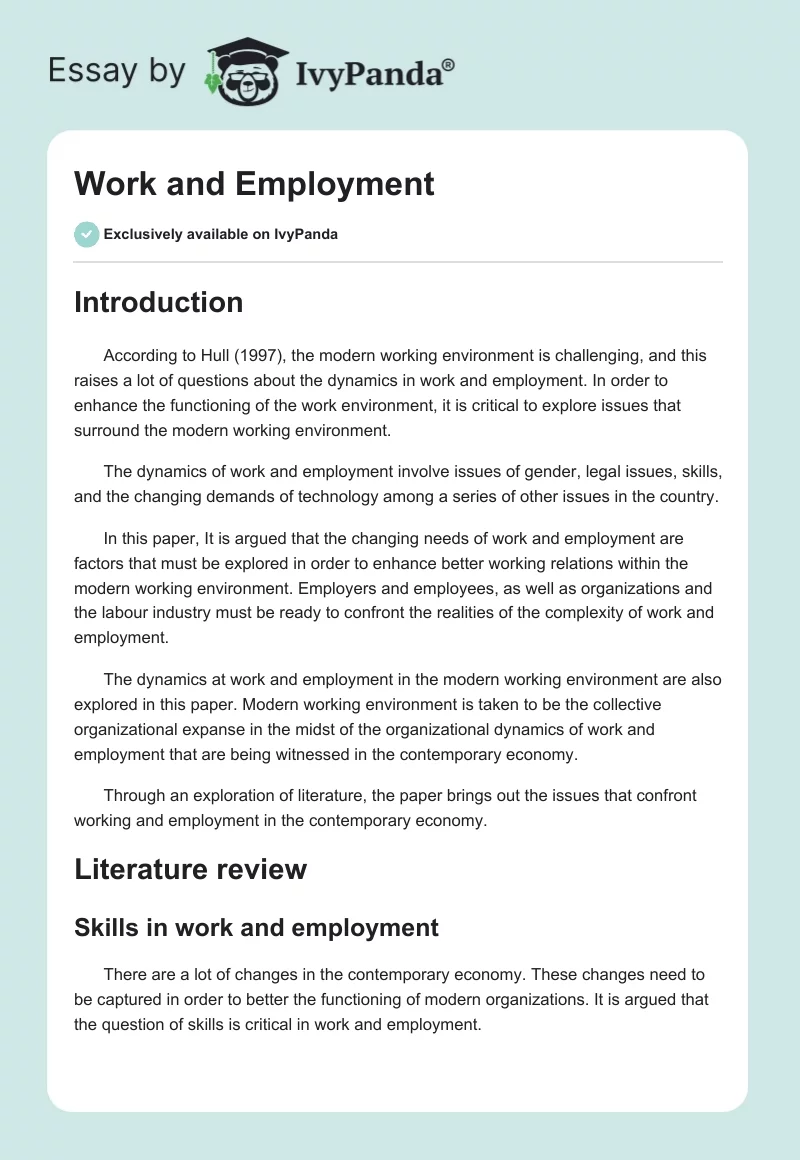 Work and Employment. Page 1