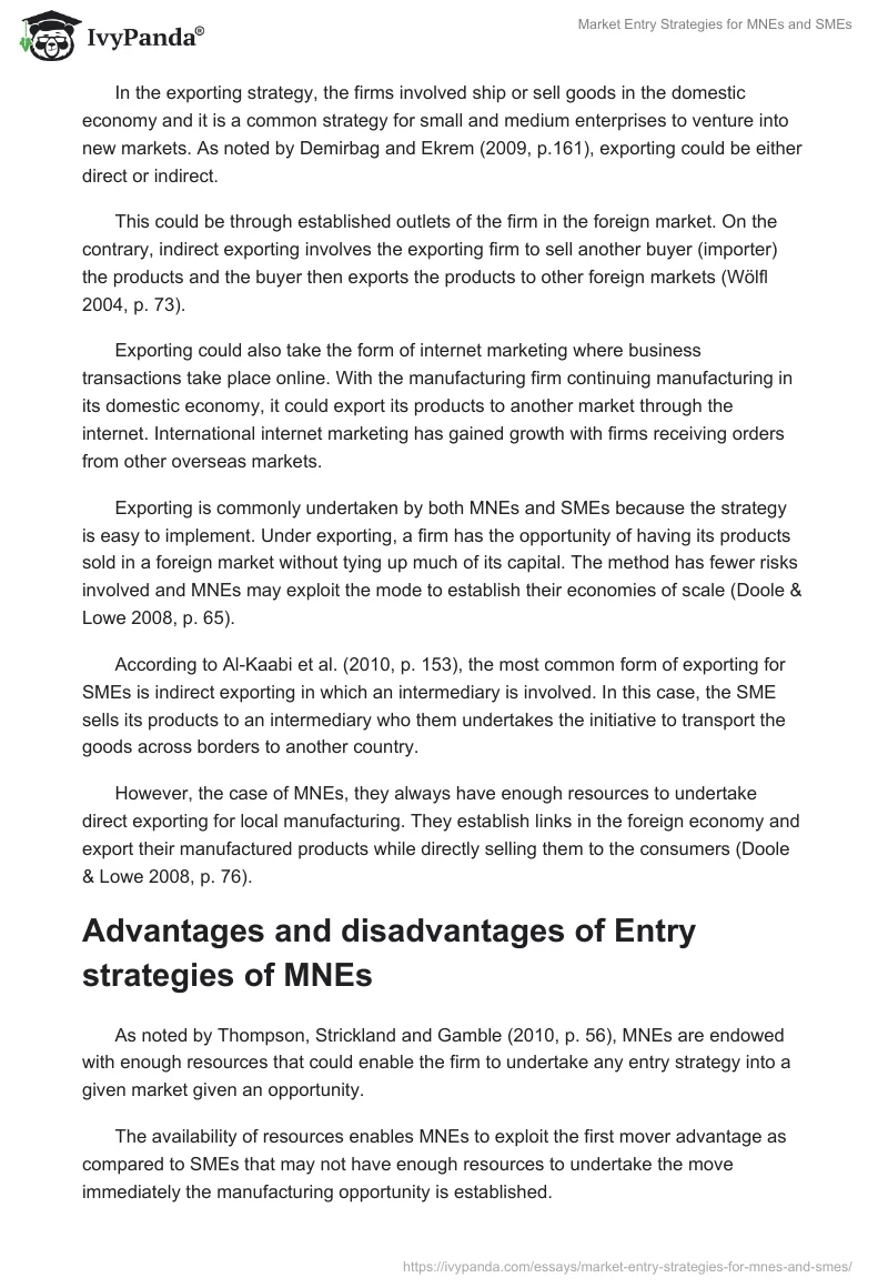 Market Entry Strategies for MNEs and SMEs. Page 2