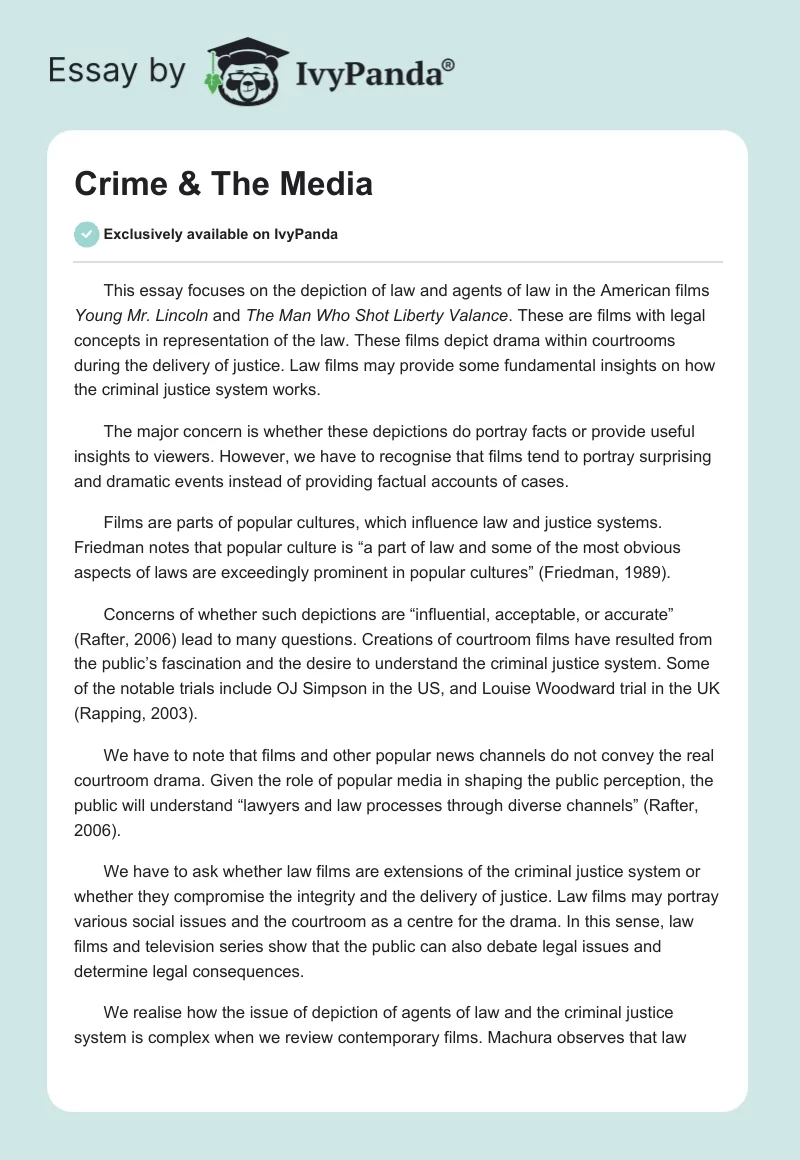 Crime & The Media. Page 1