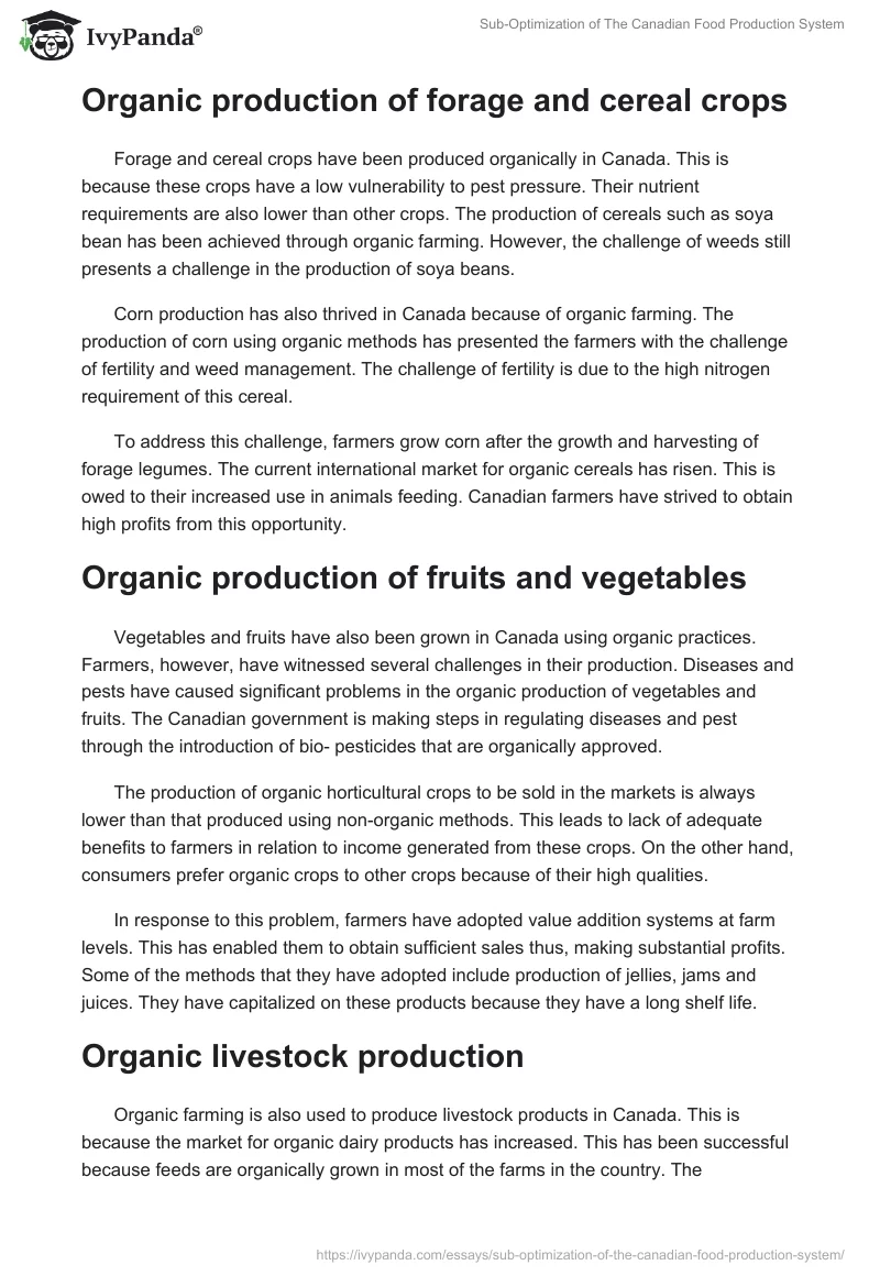 Sub-Optimization of The Canadian Food Production System. Page 2