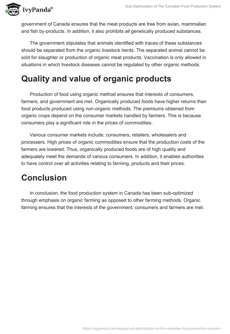 Sub-Optimization of The Canadian Food Production System. Page 3
