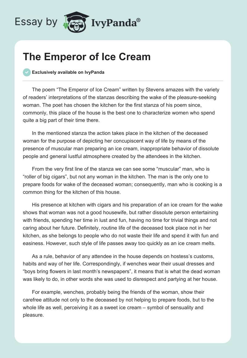 The Emperor of Ice Cream. Page 1