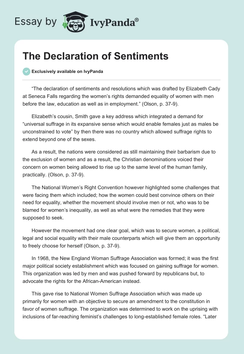 The Declaration of Sentiments. Page 1