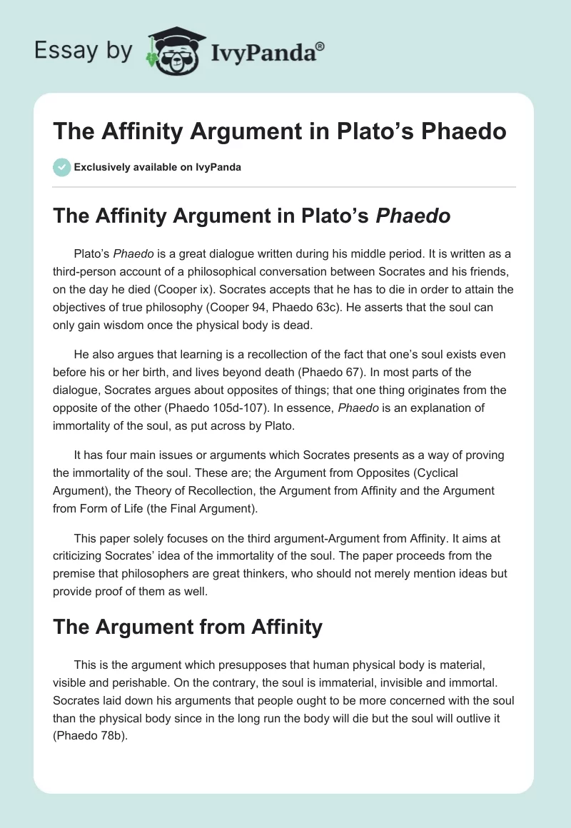 The Affinity Argument in Plato’s Phaedo. Page 1